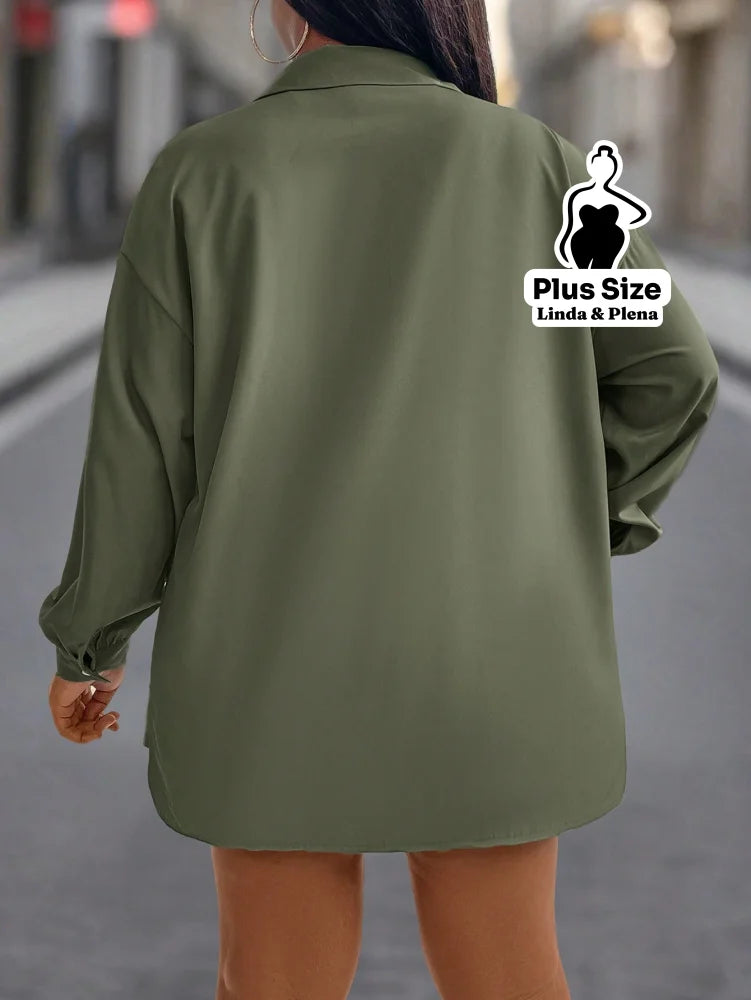 Conjunto Listrado Camisa Longa Com Short Conforto Plus Size Conjunto Listrado Camisa Longa Com Short Conforto Plus Size