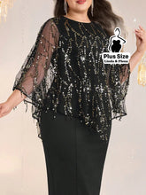 Conjunto Longo Com Capa De Tule E Brilho Elegante Plus Size G Conjunto Longo Com Capa De Tule E Brilho Elegante Plus