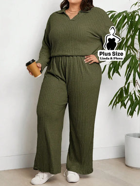 Conjunto Malha Tricô Com Capuz E Calça Pantalona Plus Size Conjunto Malha Tricô Com Capuz E Calça Pantalona Plus Size