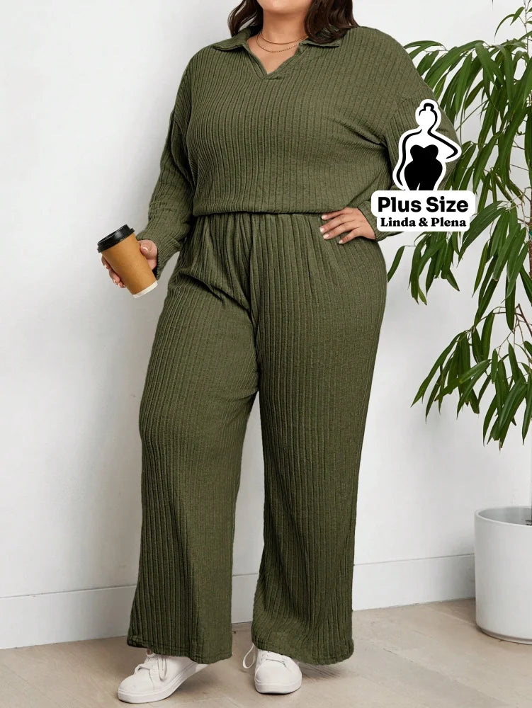Conjunto Malha Tricô Com Capuz E Calça Pantalona Plus Size Conjunto Malha Tricô Com Capuz E Calça Pantalona Plus Size
