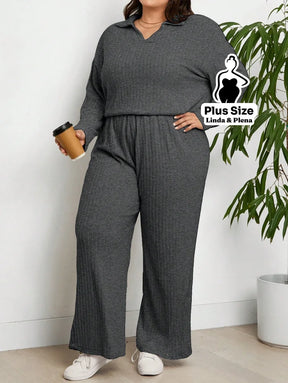 Conjunto Malha Tricô Com Capuz E Calça Pantalona Plus Size Conjunto Malha Tricô Com Capuz E Calça Pantalona Plus Size