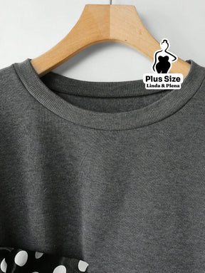Conjunto Moletom Com Laço Poá No Ombro Plus Size Conjunto Moletom Com Laço Poá No Ombro Plus Size
