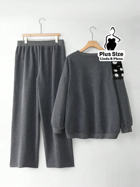 Conjunto Moletom Com Laço Poá No Ombro Plus Size Conjunto Moletom Com Laço Poá No Ombro Plus Size