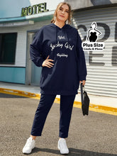 Conjunto Moletom Estampado Com Capuz E Calça Plus Size Azul Marinho / G Conjunto Moletom Estampado Com Capuz E Calça