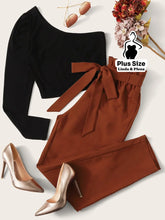 Conjunto Ombro Único Com Cintura Alta E Faixa Plus Size G Conjunto Ombro Único Com Cintura Alta E Faixa Plus Size