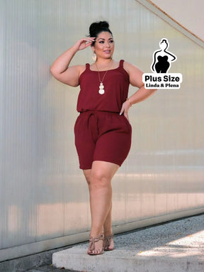 Conjunto Regata Cropped Shorts Cós Ajustável Plus Size Conjunto Regata Cropped Shorts Cós Ajustável Plus Size