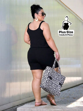 Conjunto Regata Cropped Shorts Cós Ajustável Plus Size Conjunto Regata Cropped Shorts Cós Ajustável Plus Size