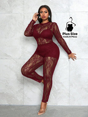 Conjunto Renda Com Saia Longa E Detalhe Cetim Plus Size Conjunto Renda Com Saia Longa E Detalhe Cetim Plus Size