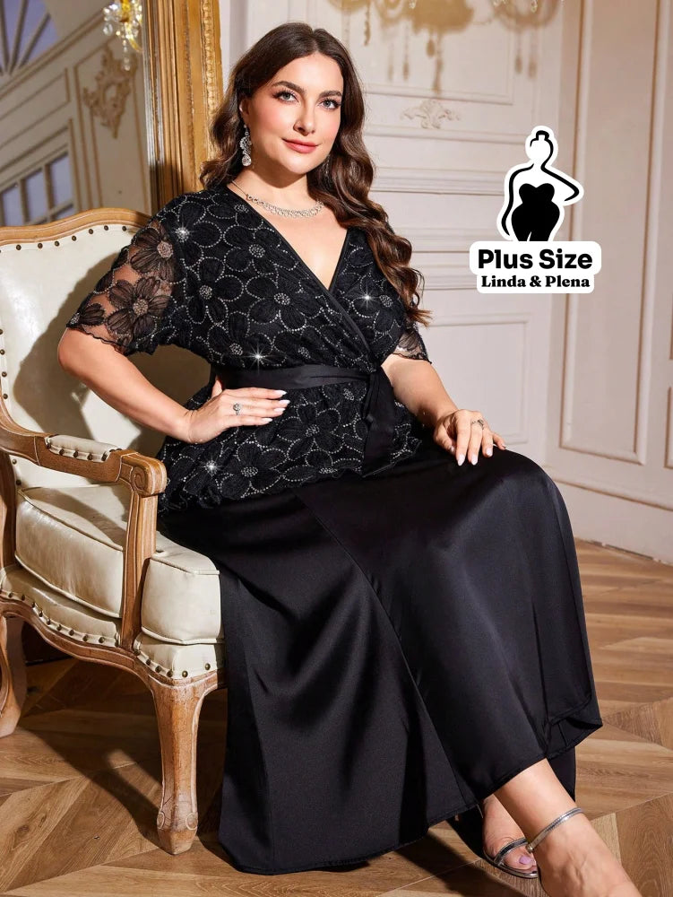 Conjunto Renda Delicada Com Faixa E Saia Longa Plus Size Conjunto Renda Delicada Com Faixa E Saia Longa Plus Size