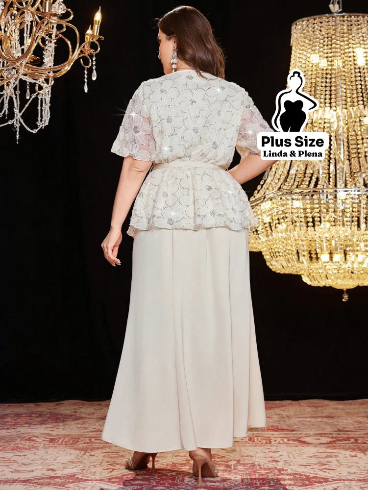 Conjunto Renda Delicada Com Faixa E Saia Longa Plus Size Conjunto Renda Delicada Com Faixa E Saia Longa Plus Size