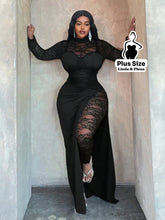 Conjunto Renda Transparente Com Saia Longa E Fenda Plus Size G Conjunto Renda Transparente Com Saia Longa E Fenda Plus