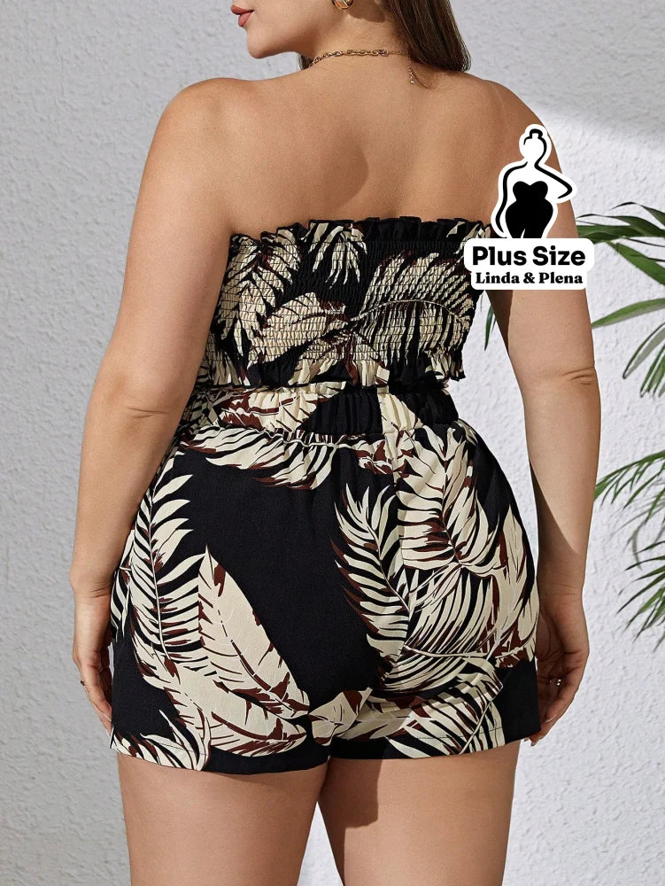 Conjunto Tomara Que Caia Com Estampa Tropical Plus Size Conjunto Tomara Que Caia Com Estampa Tropical Plus Size