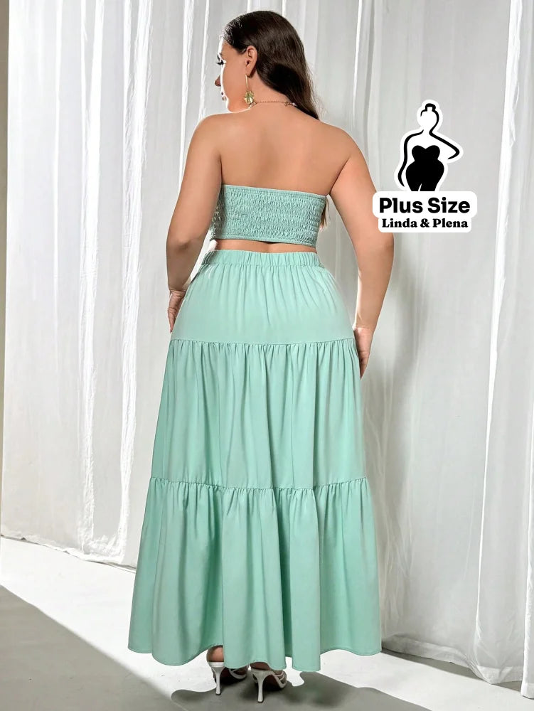 Conjunto Tomara Que Caia Com Recorte E Saia Longa Plus Size Conjunto Tomara Que Caia Com Recorte E Saia Longa Plus Size