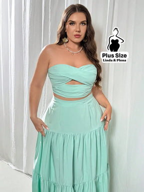 Conjunto Tomara Que Caia Com Recorte E Saia Longa Plus Size Conjunto Tomara Que Caia Com Recorte E Saia Longa Plus Size