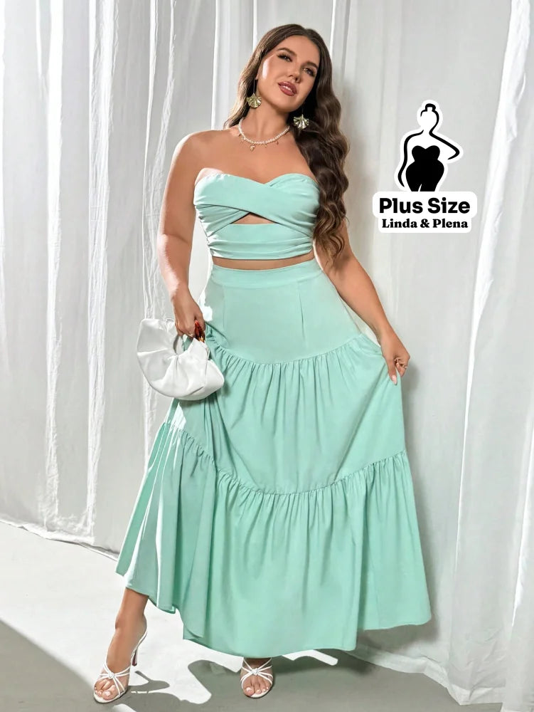 Conjunto Tomara Que Caia Com Recorte E Saia Longa Plus Size G Conjunto Tomara Que Caia Com Recorte E Saia Longa Plus
