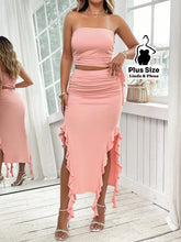 Conjunto Tomara Que Caia Com Saia Babados E Fenda Plus Size G Conjunto Tomara Que Caia Com Saia Babados E Fenda Plus