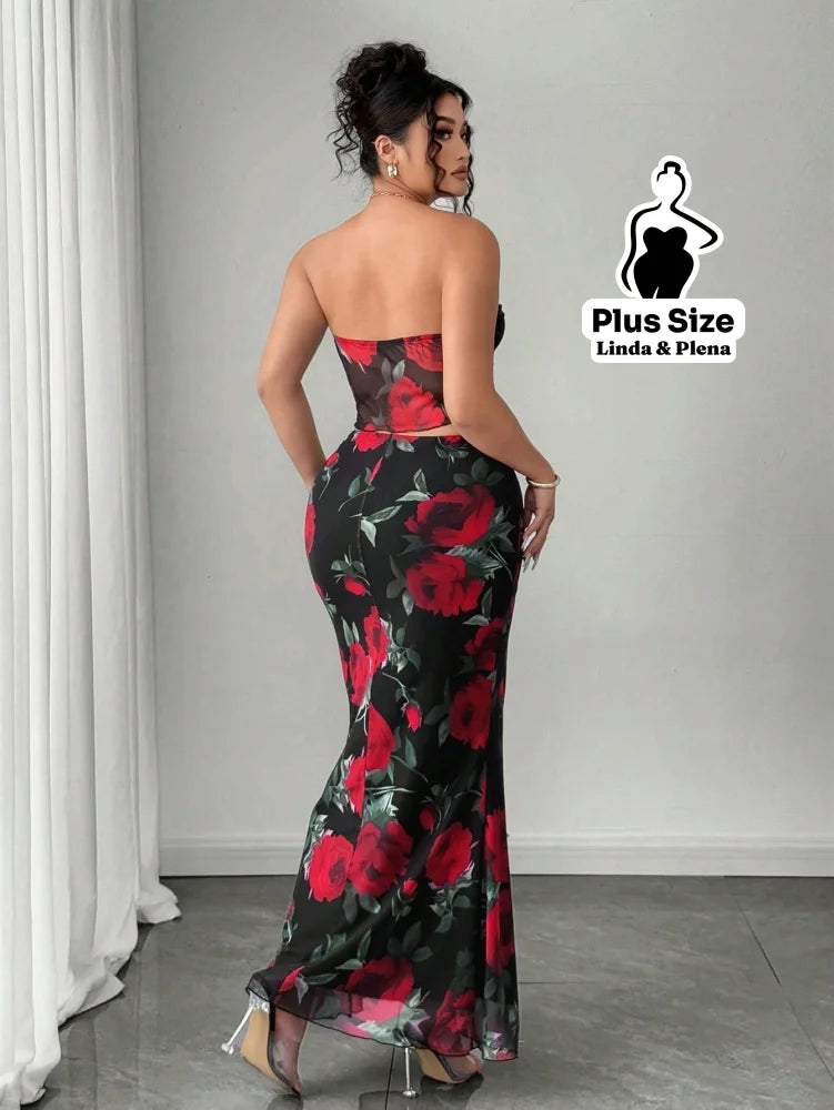 Conjunto Tomara Que Caia Estampado Com Saia Longa Plus Size Conjunto Tomara Que Caia Estampado Com Saia Longa Plus Size