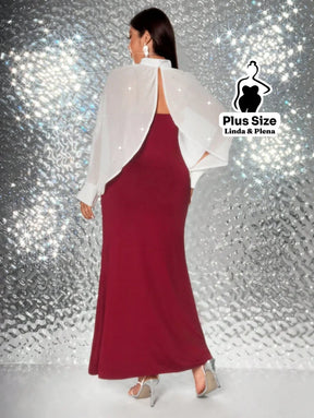 Conjunto Tule Brilhante Com Mangas Bufantes E Saia Plus Size Conjunto Tule Brilhante Com Mangas Bufantes E Saia Plus
