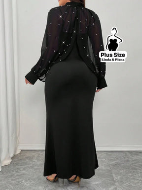 Conjunto Tule Brilhante Com Mangas Bufantes E Saia Plus Size Conjunto Tule Brilhante Com Mangas Bufantes E Saia Plus