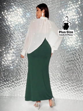 Conjunto Tule Brilhante Com Mangas Bufantes E Saia Plus Size Conjunto Tule Brilhante Com Mangas Bufantes E Saia Plus