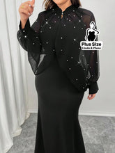Conjunto Tule Brilhante Com Mangas Bufantes E Saia Plus Size Preto / G Conjunto Tule Brilhante Com Mangas Bufantes E