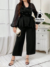 Conjunto Tule Poá Transpassado Com Calça Pantalona Plus Size G Conjunto Tule Poá Transpassado Com Calça Pantalona Plus