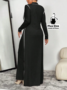 Conjunto Vestido Longo Com Detalhes Contrastantes Plus Size Conjunto Vestido Longo Com Detalhes Contrastantes Plus Size