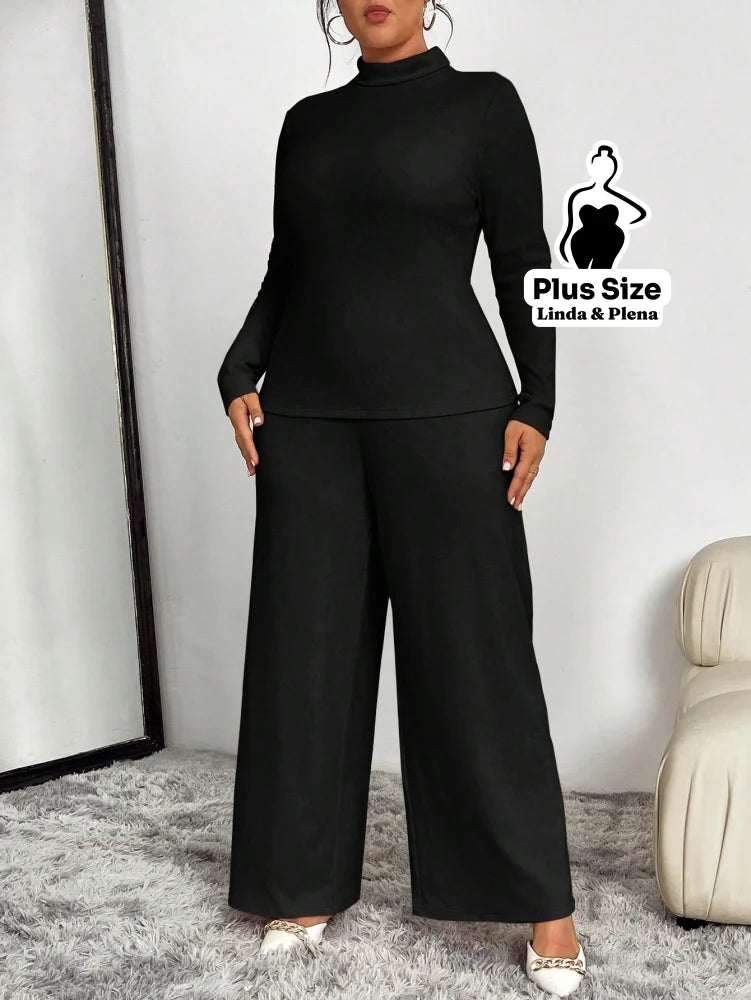 Conjunto Vestido Longo Com Detalhes Contrastantes Plus Size Conjunto Vestido Longo Com Detalhes Contrastantes Plus Size