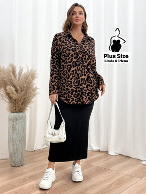 Conjunto Vestido Longo E Cardigan Estampado Plus Size Conjunto Vestido Longo E Cardigan Estampado Plus Size
