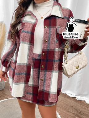 Conjunto Xadrez Com Camisa Longa E Saia Justa Plus Size Conjunto Xadrez Com Camisa Longa E Saia Justa Plus Size